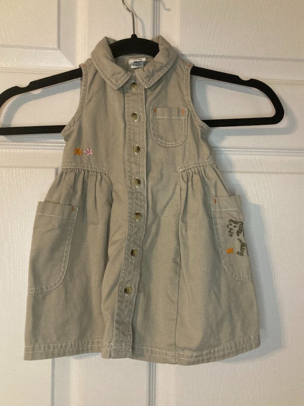 Vintage Y2K Baby Gap Girl's "Expedition / Safari" Khaki Dress - Size M (6-12M)